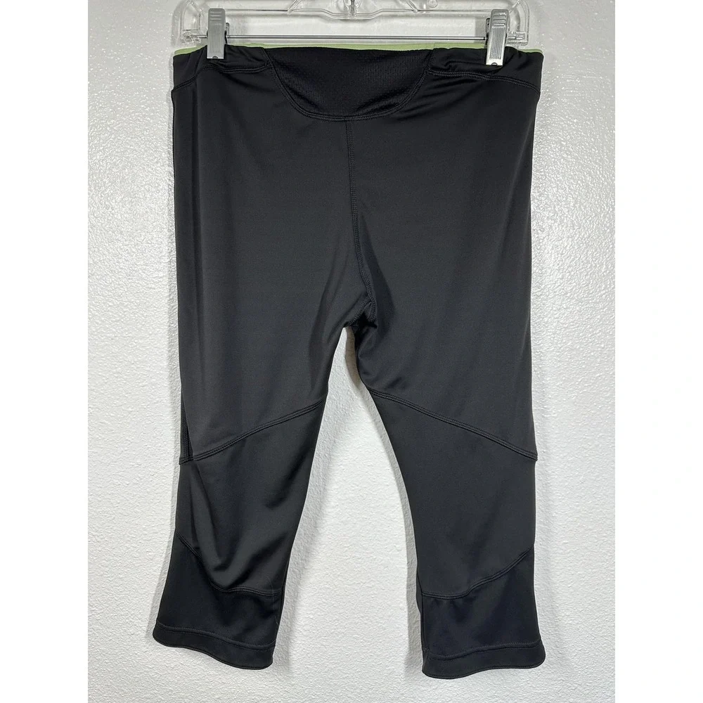 Adidas Capris Pants Womens Medium‎ Black Green Athletic Running Yoga Stretch